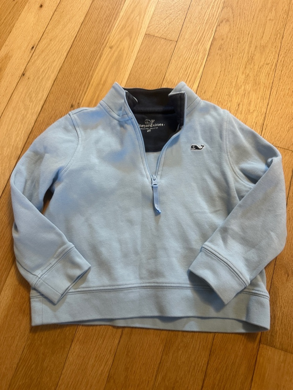 Vineyard Vines Baby Blue Quarter-Zip Pullover with Navy Trim